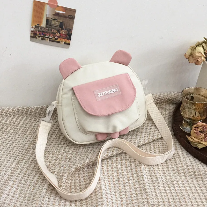 deanwangkt Japanese Style Lovely Small Bag Women Cartoon Bear Ears Nylon Bag Student Girl Crossbody Bags For Women Bolsa Mujer Shoulder Bag