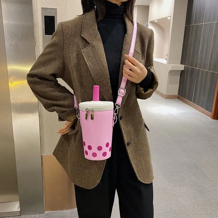 deanwangkt  Personalized Bag For Women  New Fashion Milk Tea Cup Shaped Bags Small Bucket Bag Shoulder Bag Lady Crossbody Bags Womens