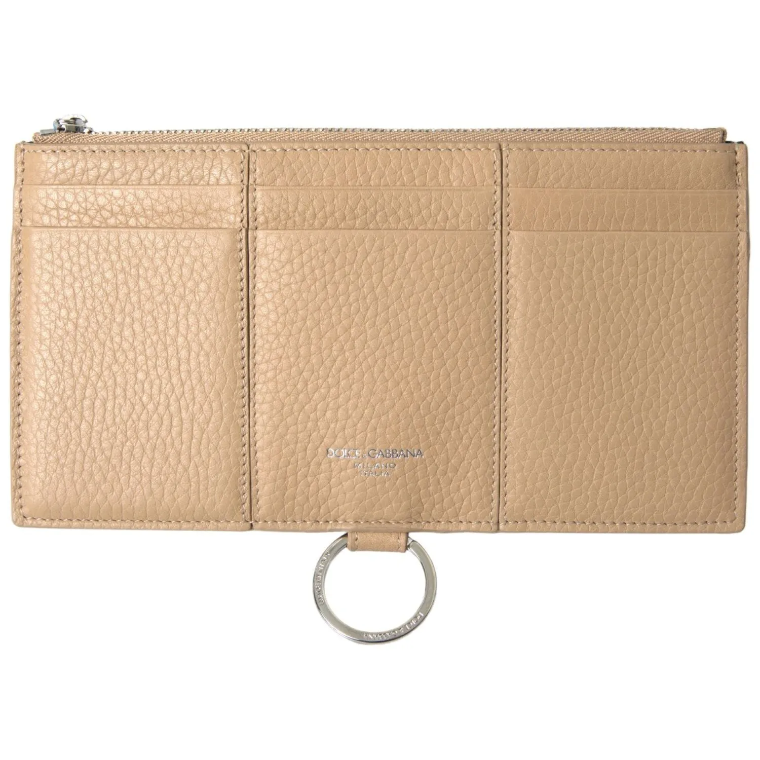 Dolce & Gabbana Elegant Beige Leather Wallet with Detachable Strap