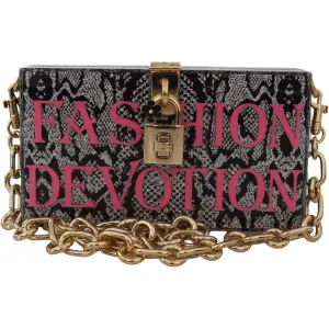 Dolce & Gabbana Gray Resin Dolce Box Clutch with Gold Details