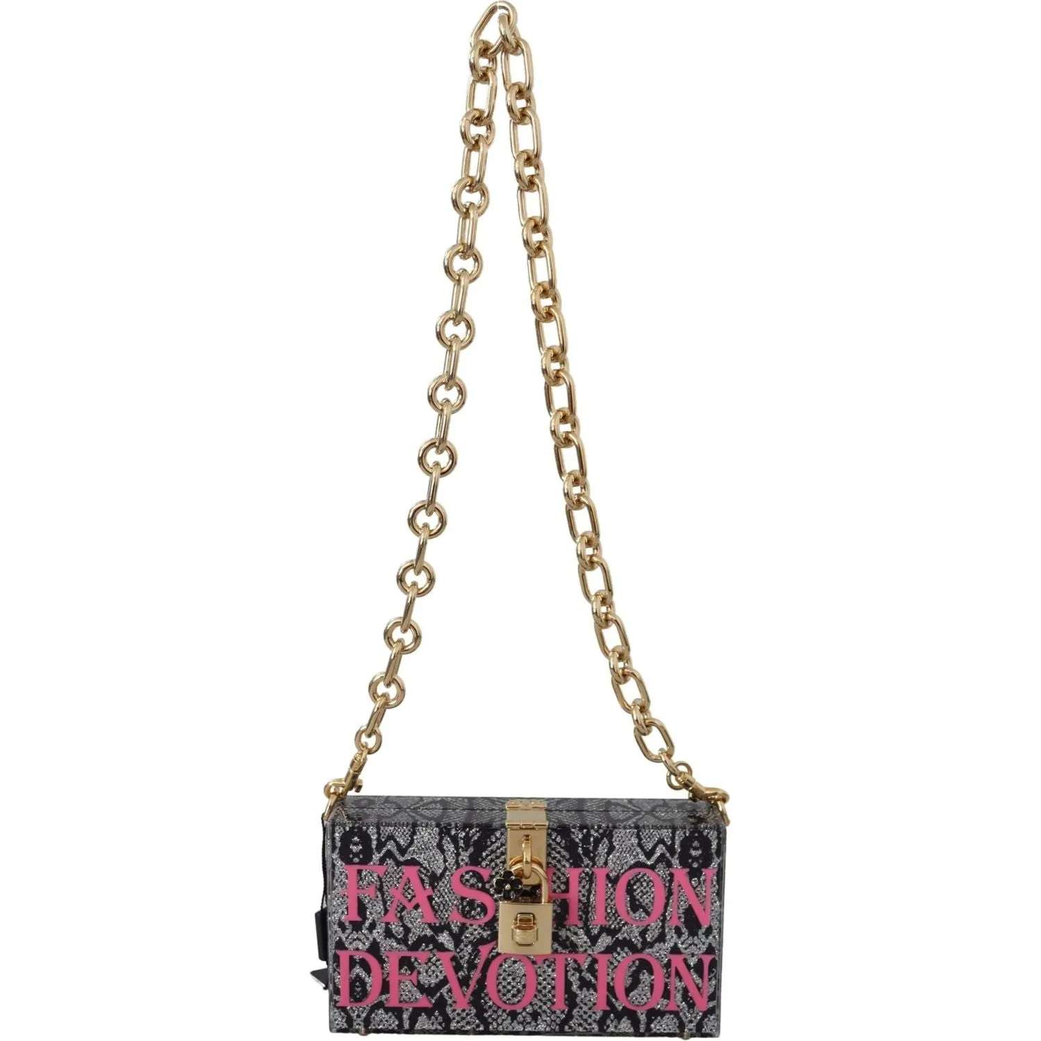 Dolce & Gabbana Gray Resin Dolce Box Clutch with Gold Details