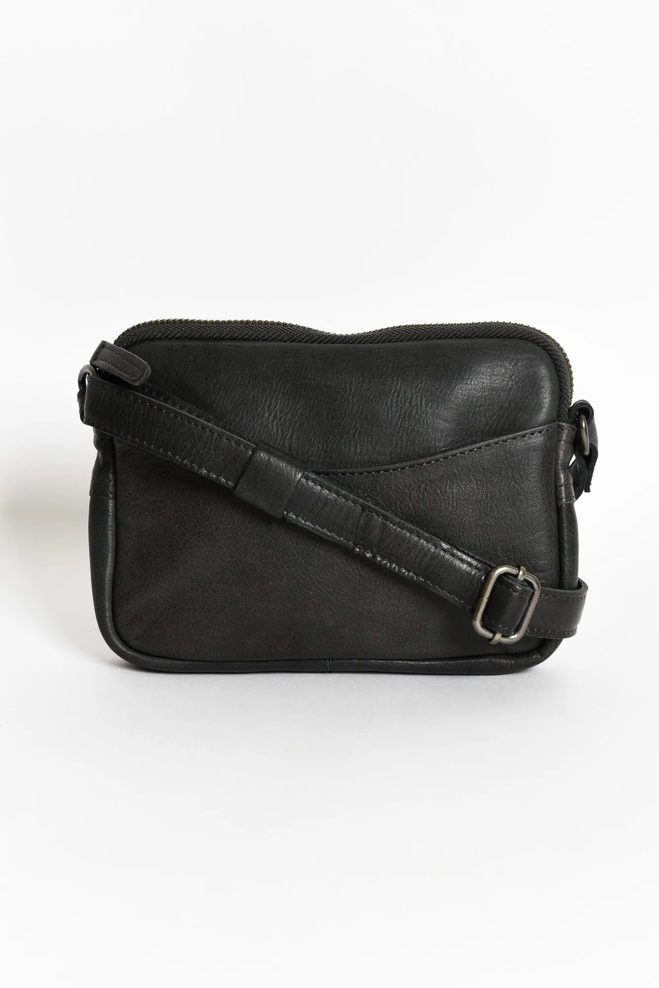 Emma Charcoal Leather Crossbody Bag