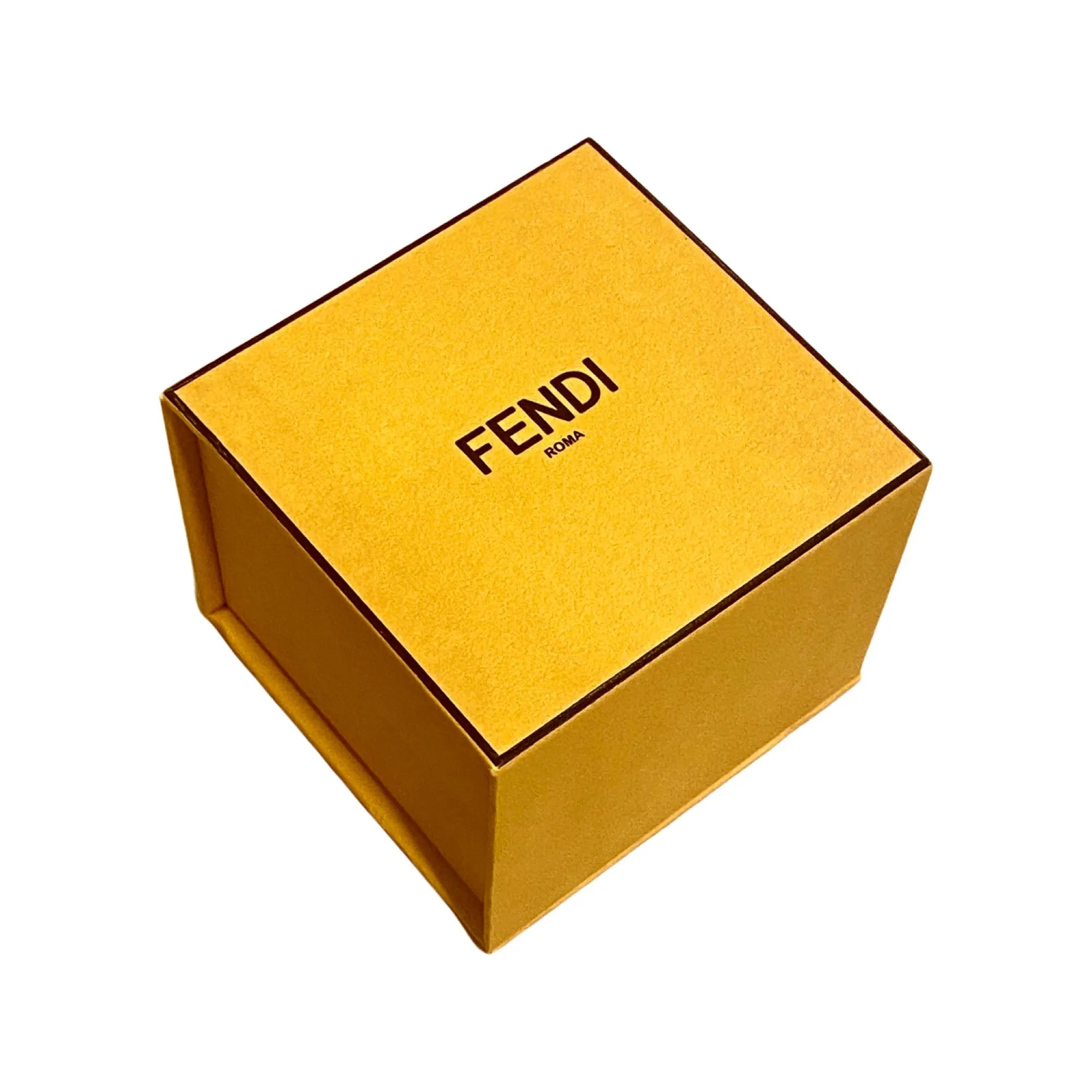 Fendi F is Fendi Logo Ring Wide Band Crystal Gold Metal Size Small