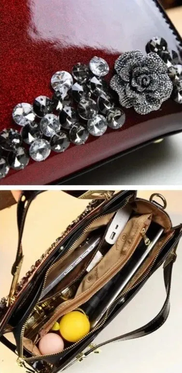 Gradient Rhinestone Studded Handbag