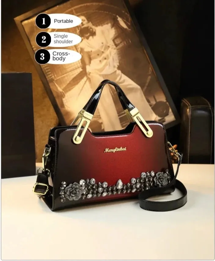 Gradient Rhinestone Studded Handbag