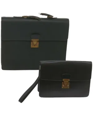 Green Taiga Leather Clutch Bag Hand Bag 2Set - Authentic LV