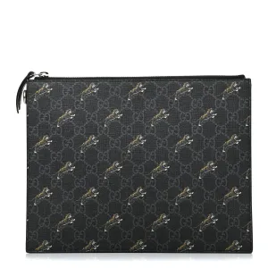 Gucci Black GG Supreme Monogram Tiger Print Clutch Bag