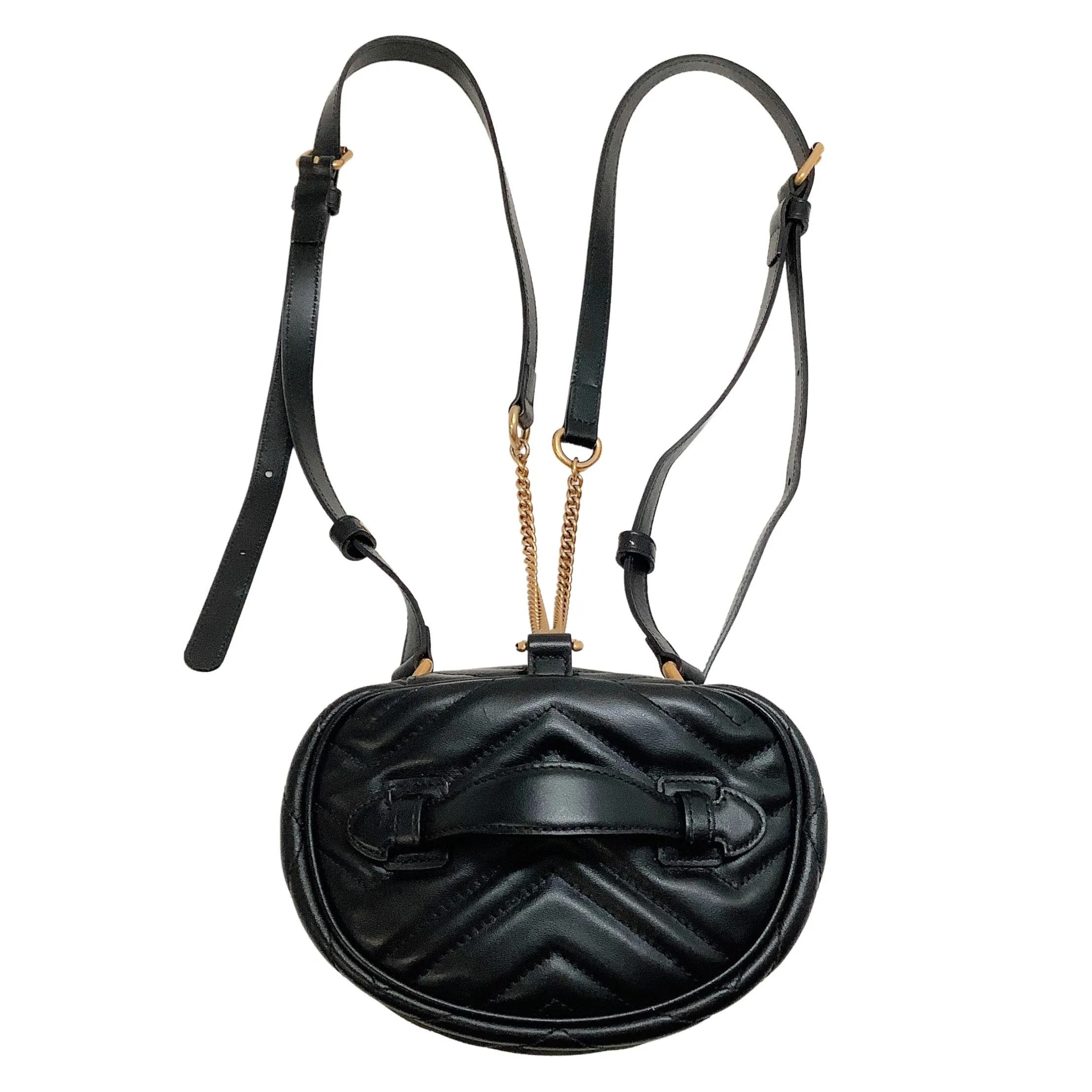 Gucci Black Leather GG Marmont Mini Matelassé Leather Backpack