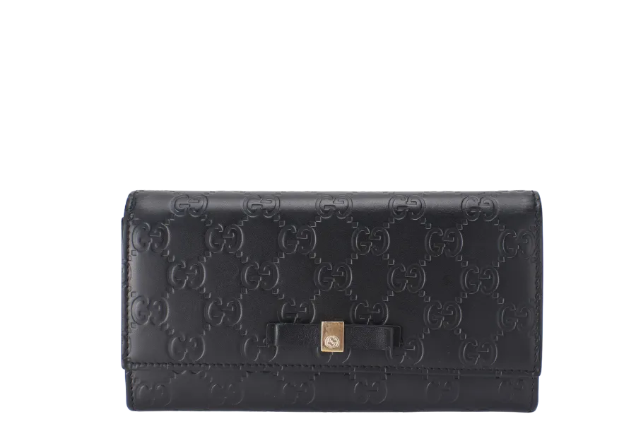 GUCCI LONG WALLET (B388679 2149) BLACK LEATHER GOLD HARDWARE AND NO DUST COVER