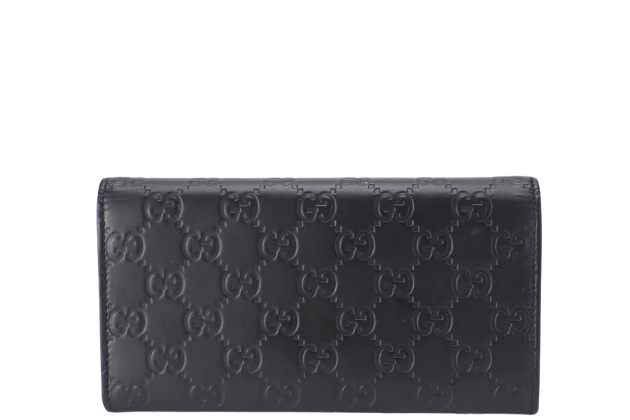 GUCCI LONG WALLET (B388679 2149) BLACK LEATHER GOLD HARDWARE AND NO DUST COVER