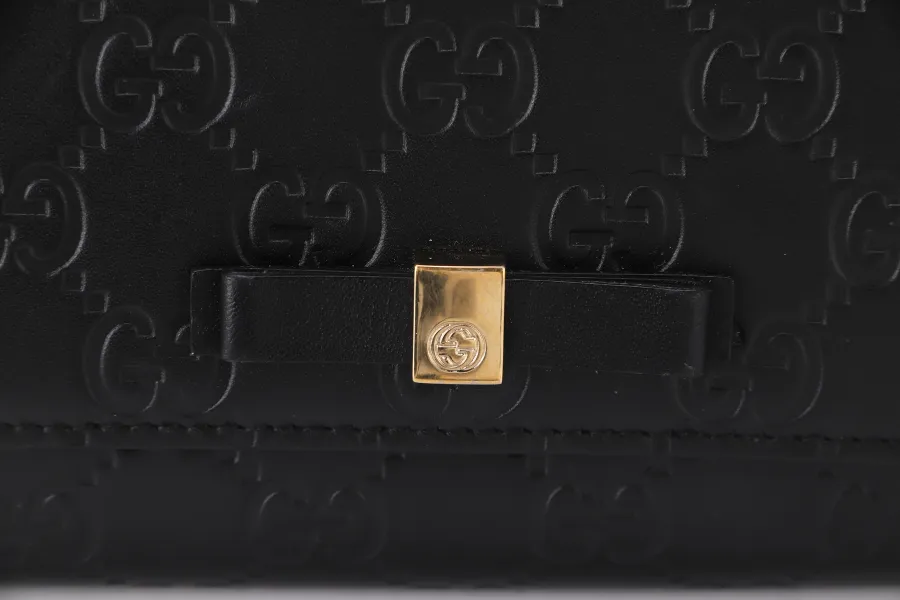 GUCCI LONG WALLET (B388679 2149) BLACK LEATHER GOLD HARDWARE AND NO DUST COVER