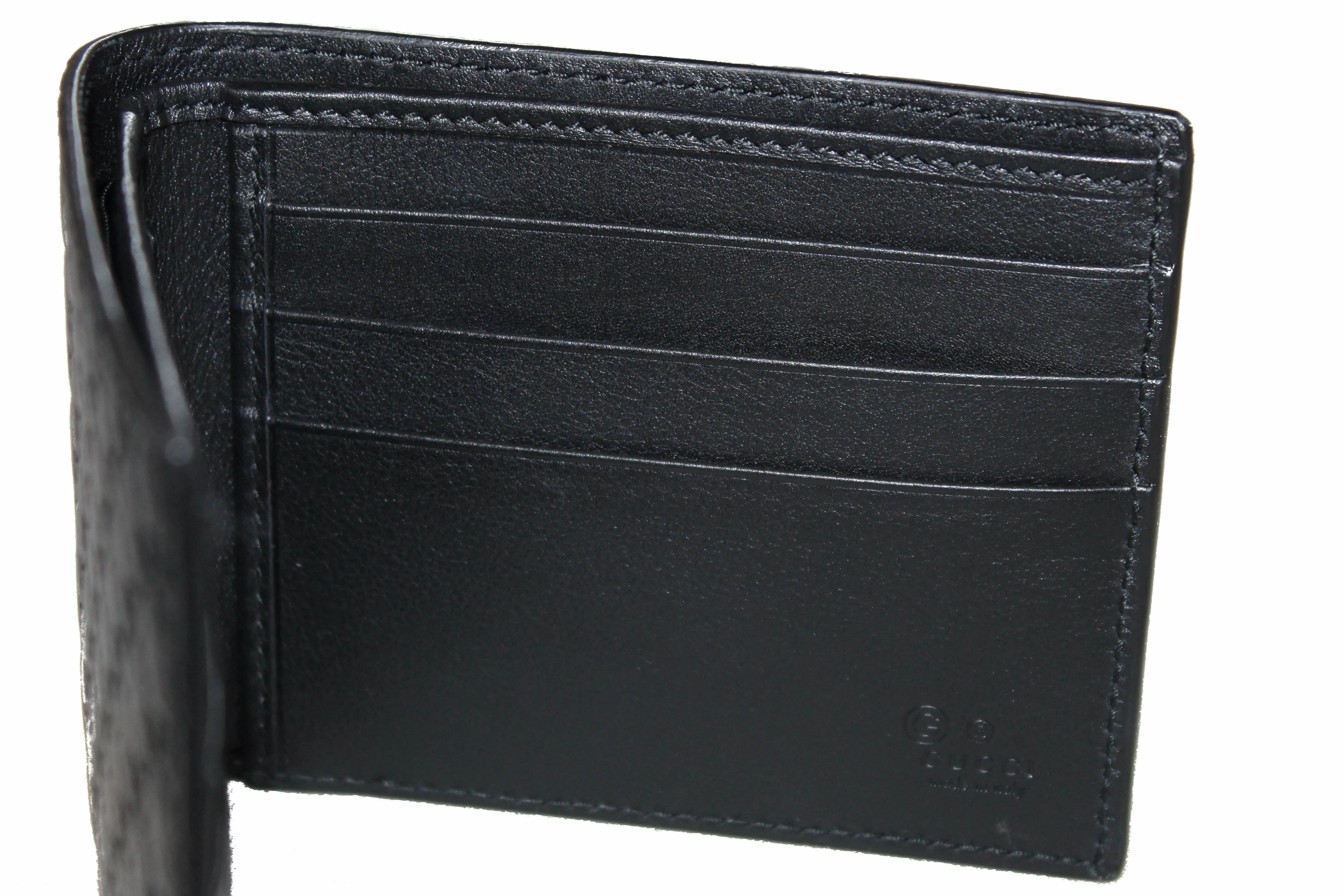 Gucci Mens Microguccissima GG Black Leather Bifold Wallet