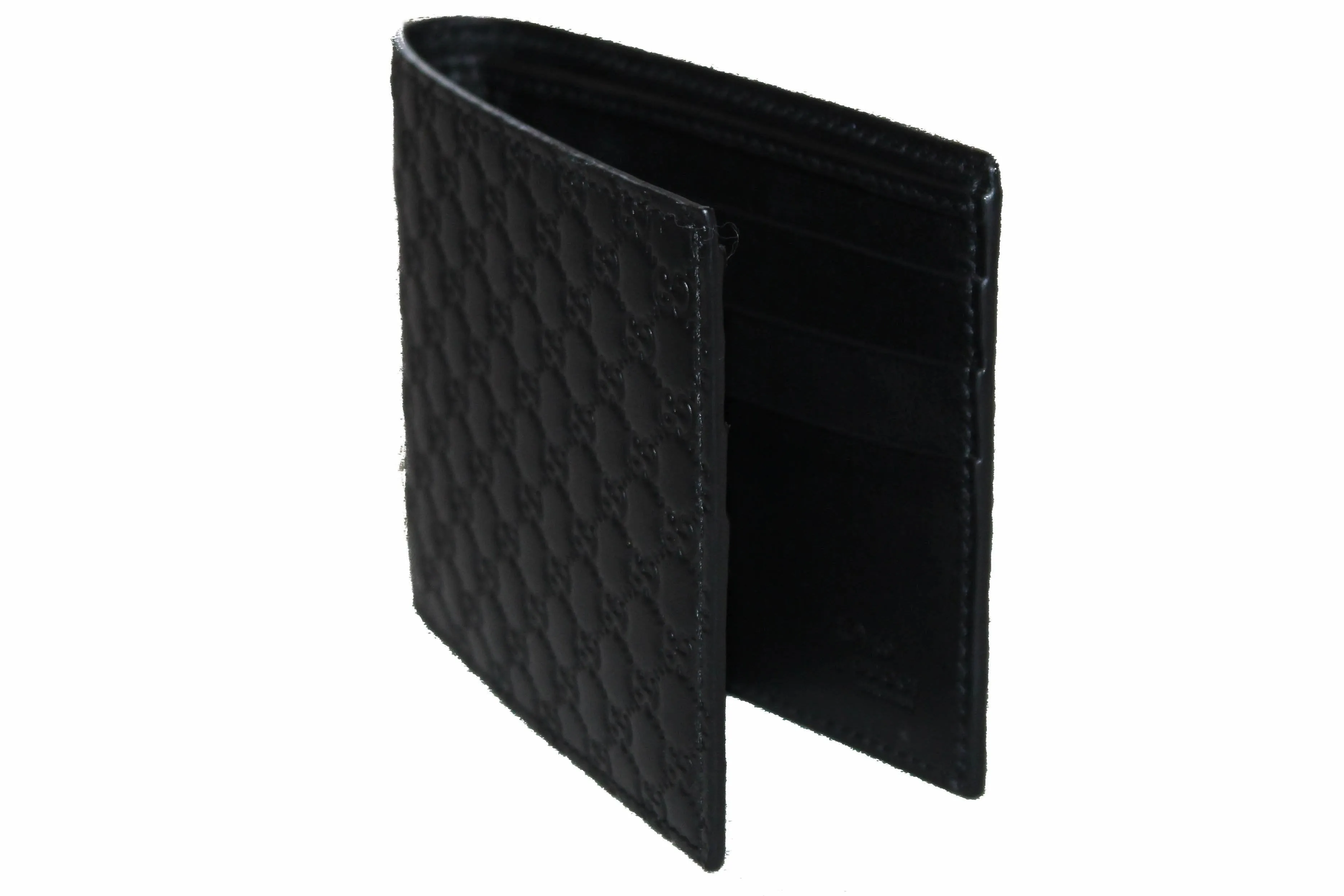 Gucci Mens Microguccissima GG Black Leather Bifold Wallet