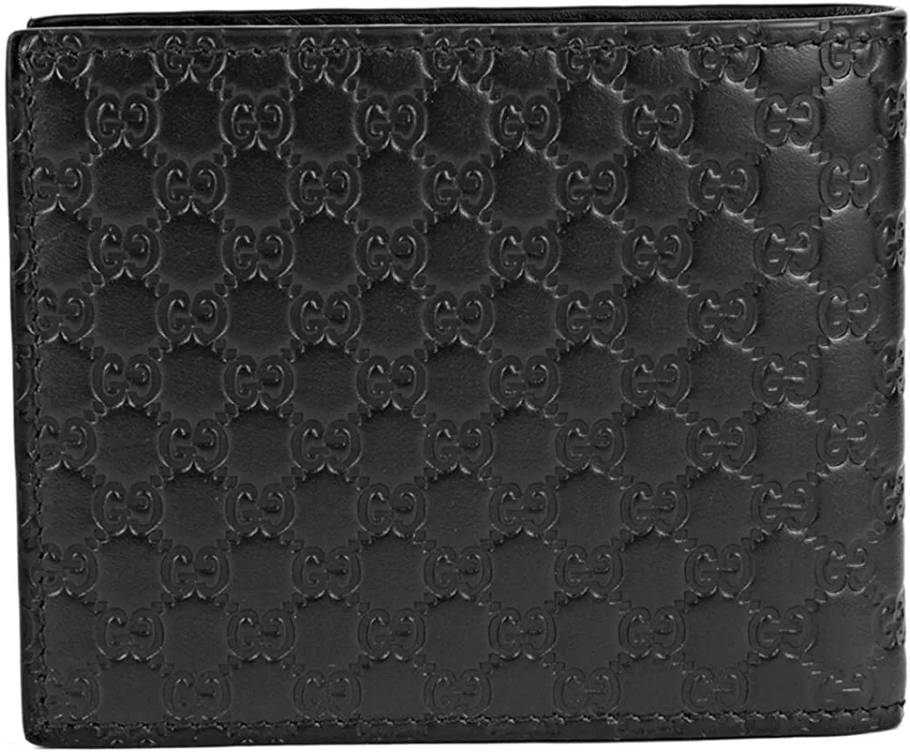 Gucci Mens Microguccissima GG Black Leather Bifold Wallet