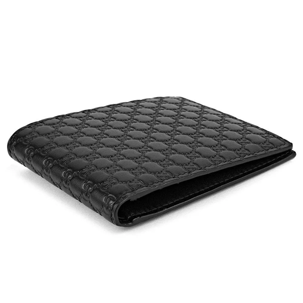 Gucci Mens Microguccissima GG Black Leather Bifold Wallet