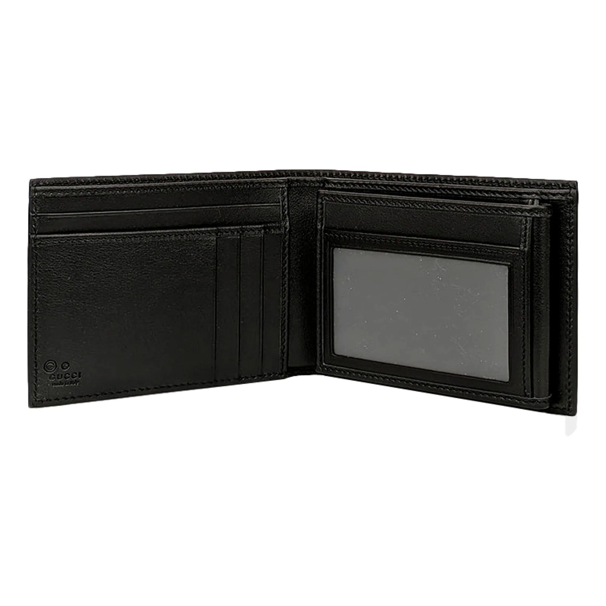 Gucci Men's Microguccissima GG Black Leather Trifold ID Wallet Card Case