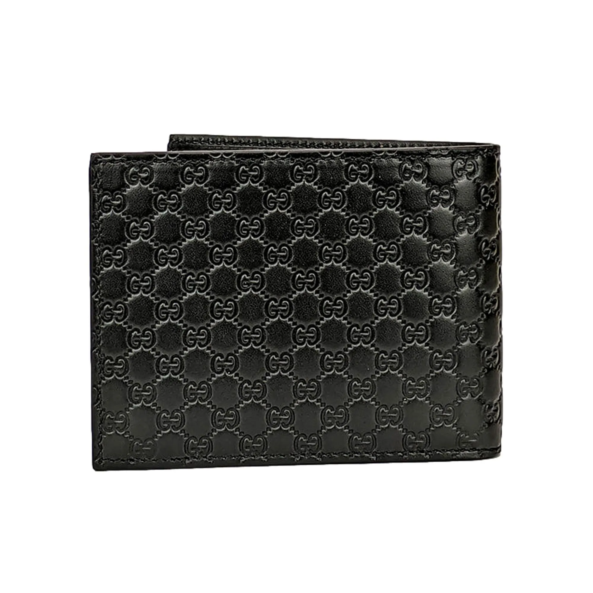 Gucci Men's Microguccissima GG Black Leather Trifold ID Wallet Card Case