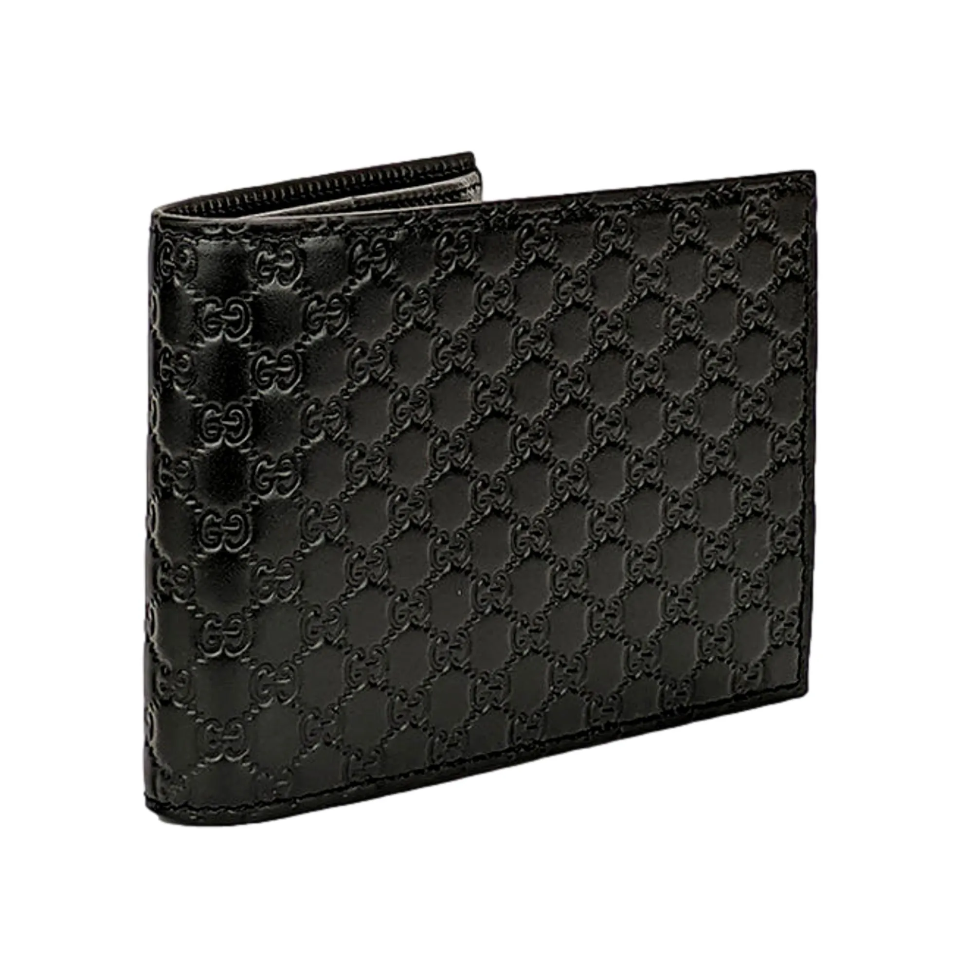 Gucci Men's Microguccissima GG Black Leather Trifold ID Wallet Card Case