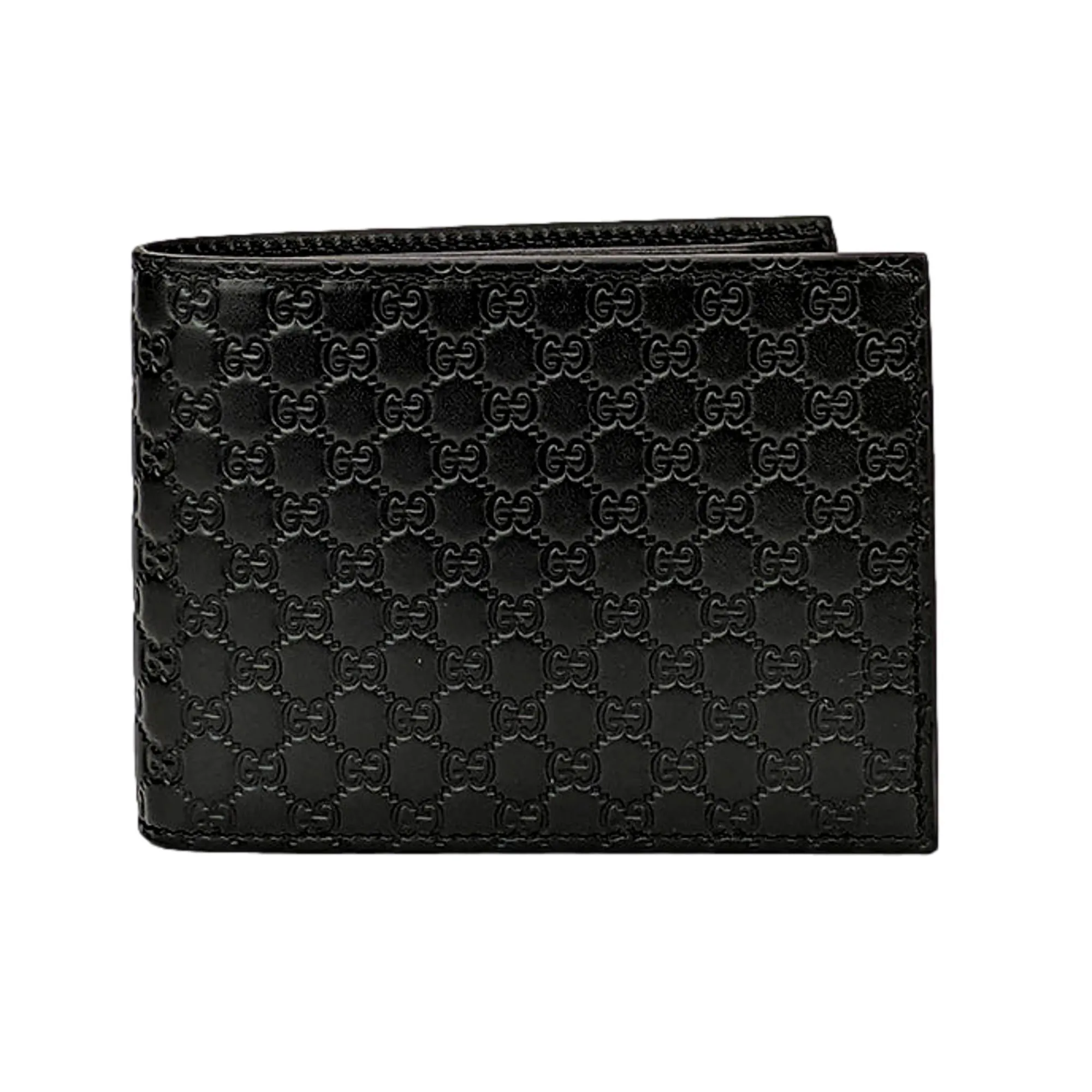 Gucci Men's Microguccissima GG Black Leather Trifold ID Wallet Card Case