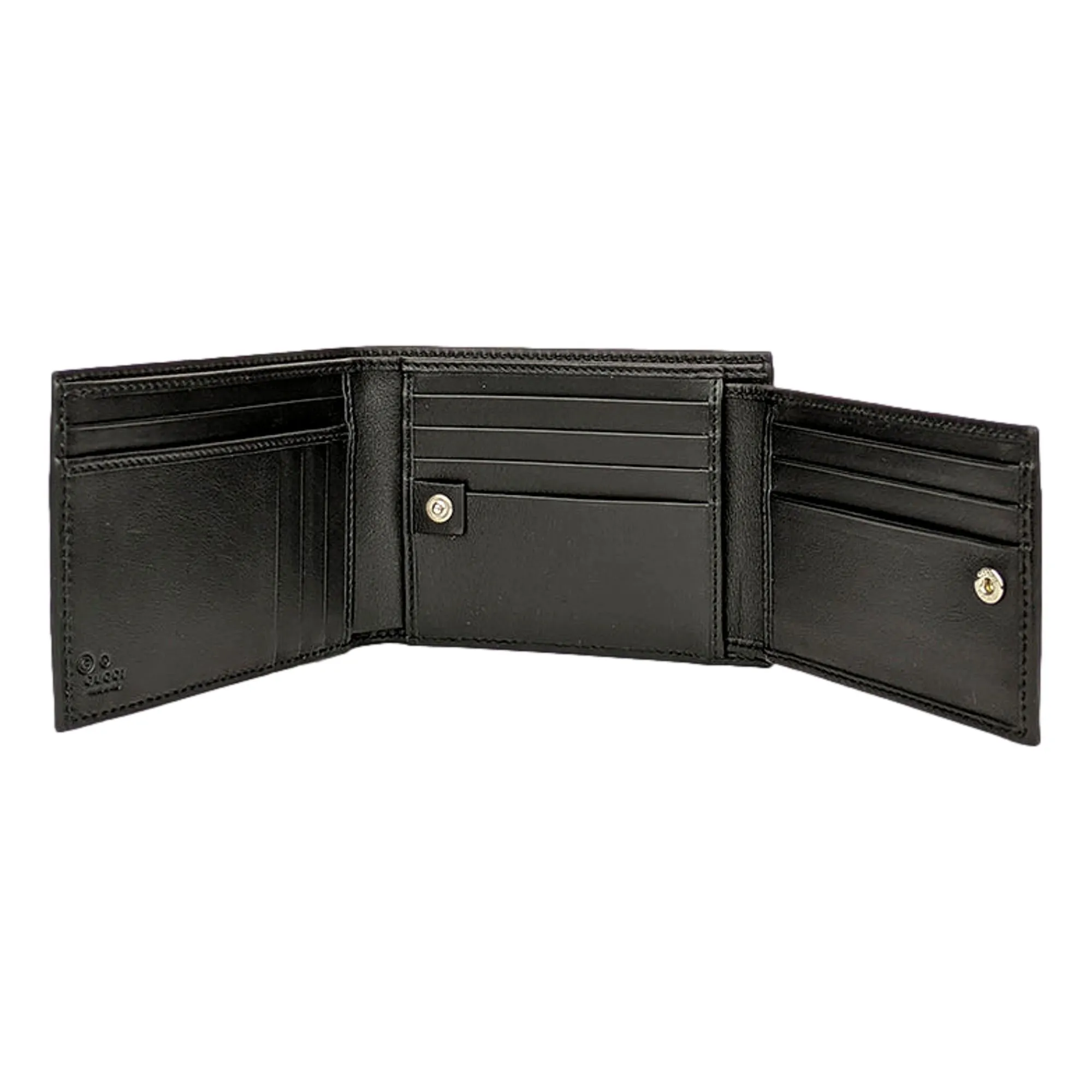 Gucci Men's Microguccissima GG Black Leather Trifold ID Wallet Card Case