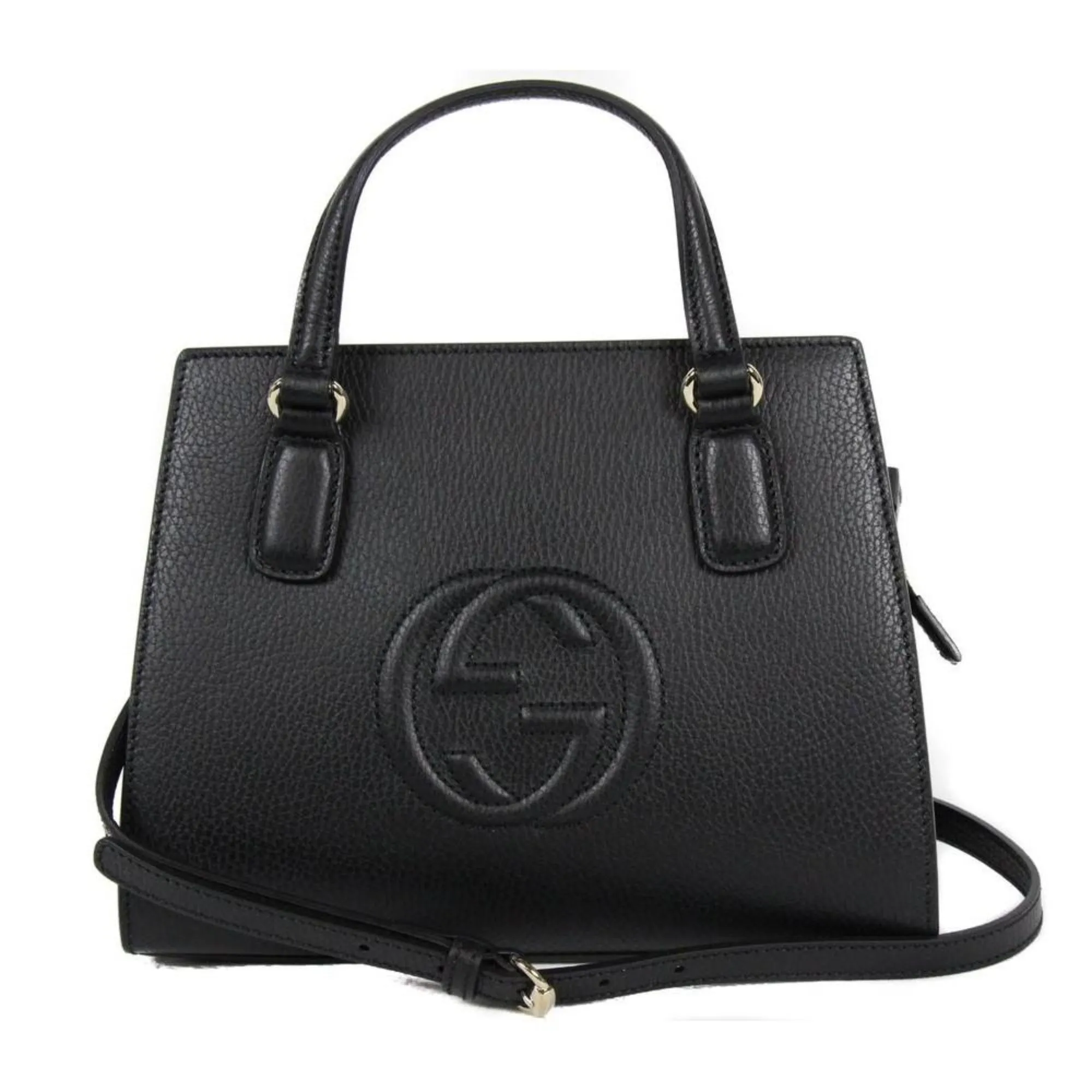 Gucci Soho Leather Tote Crossbody Bag Black