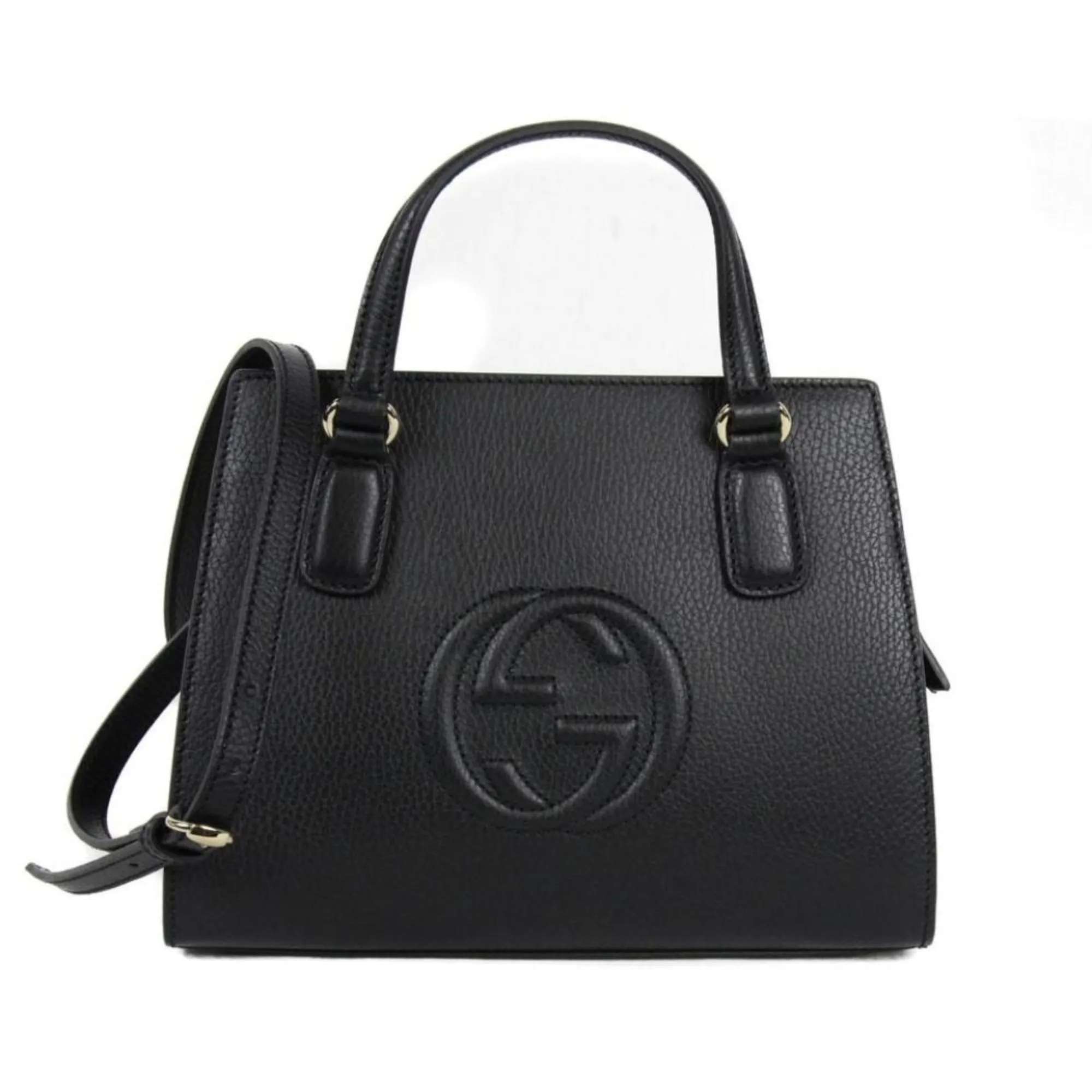 Gucci Soho Leather Tote Crossbody Bag Black