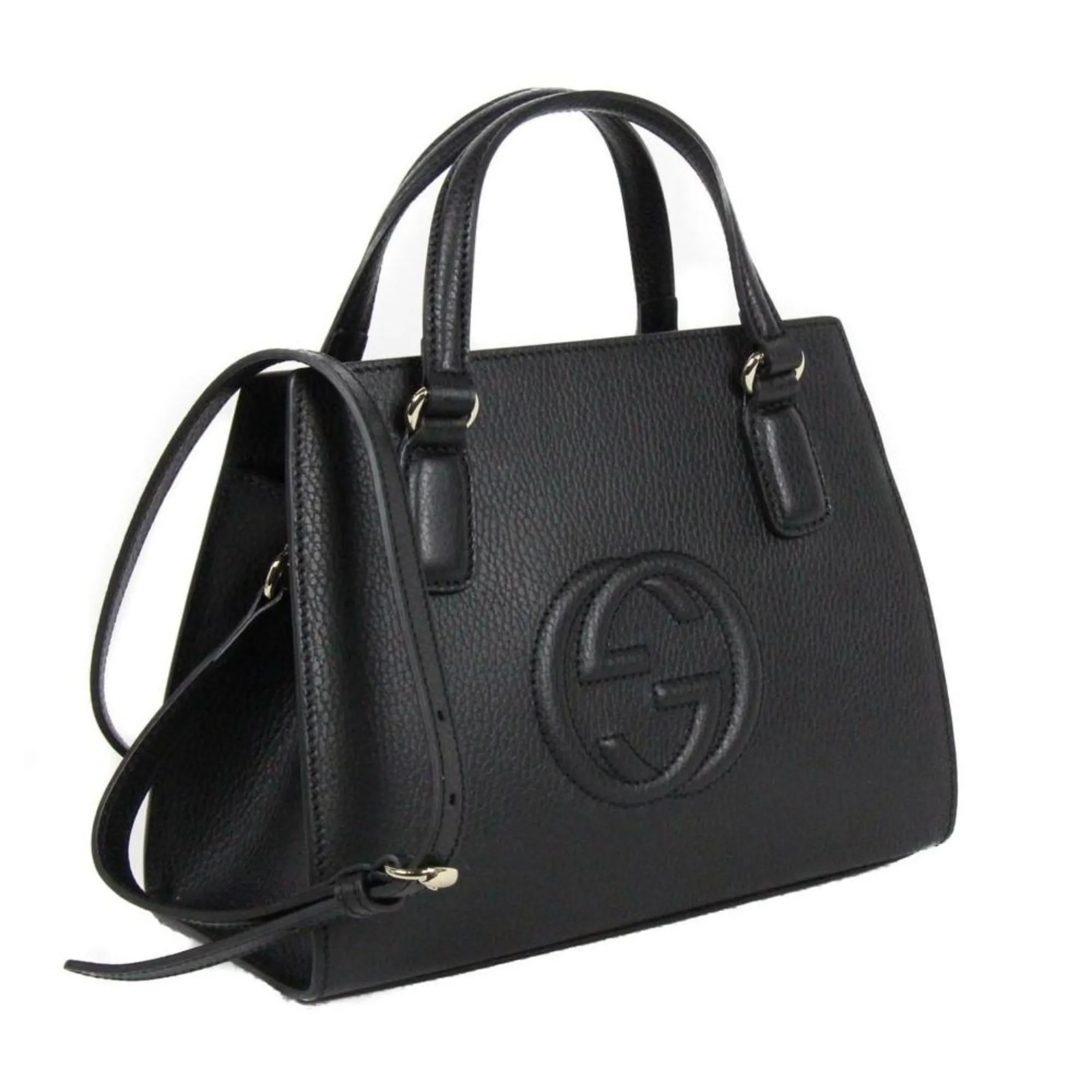 Gucci Soho Leather Tote Crossbody Bag Black