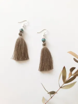 Handmade Recycled Paper & Silk Tassel Earrings Supporting Disabled Women in Laos