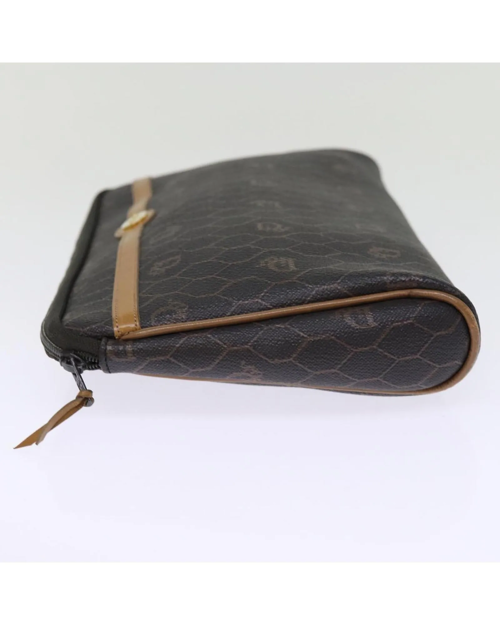 Honeycomb Canvas Clutch Bag in Black PVC Leather