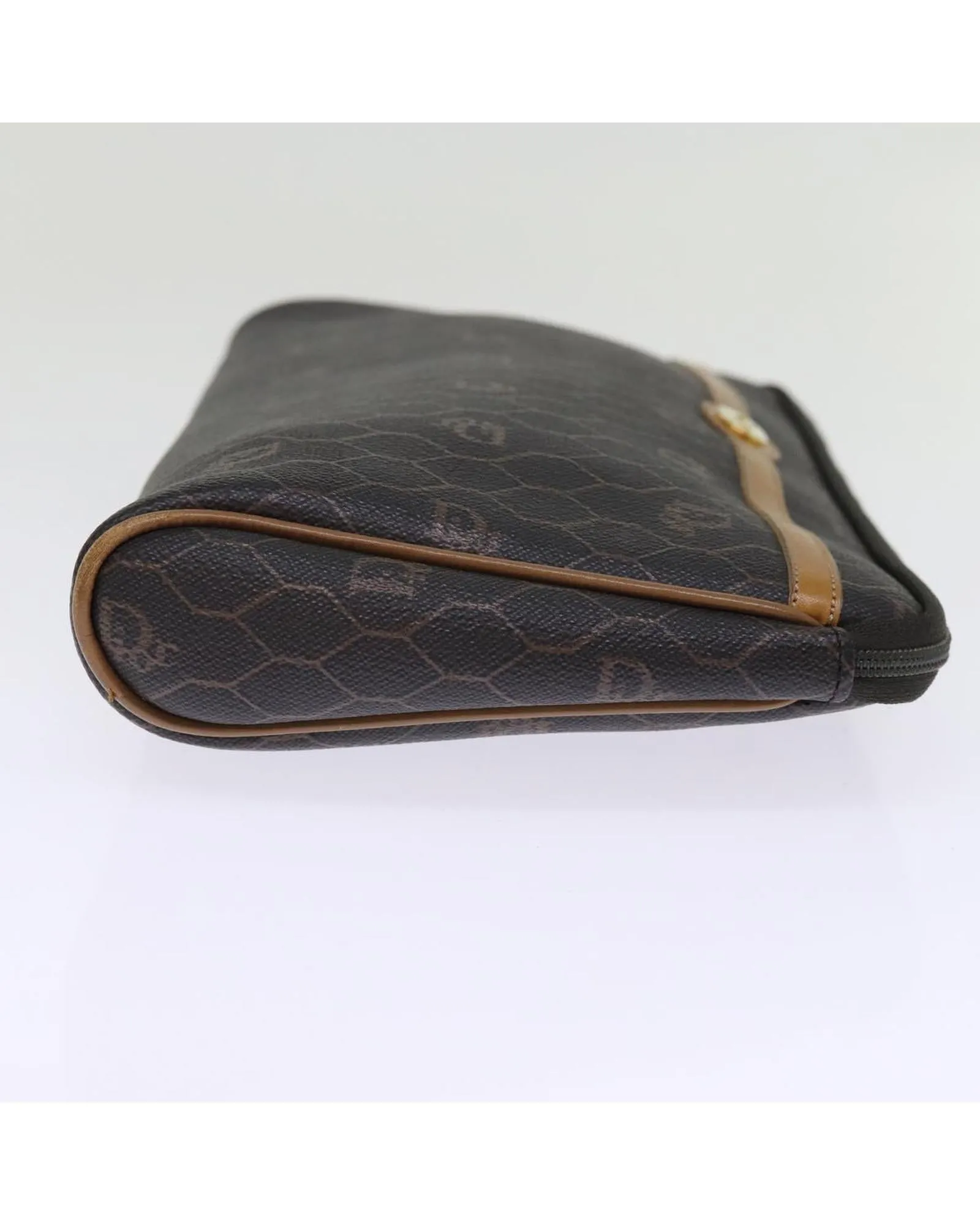 Honeycomb Canvas Clutch Bag in Black PVC Leather