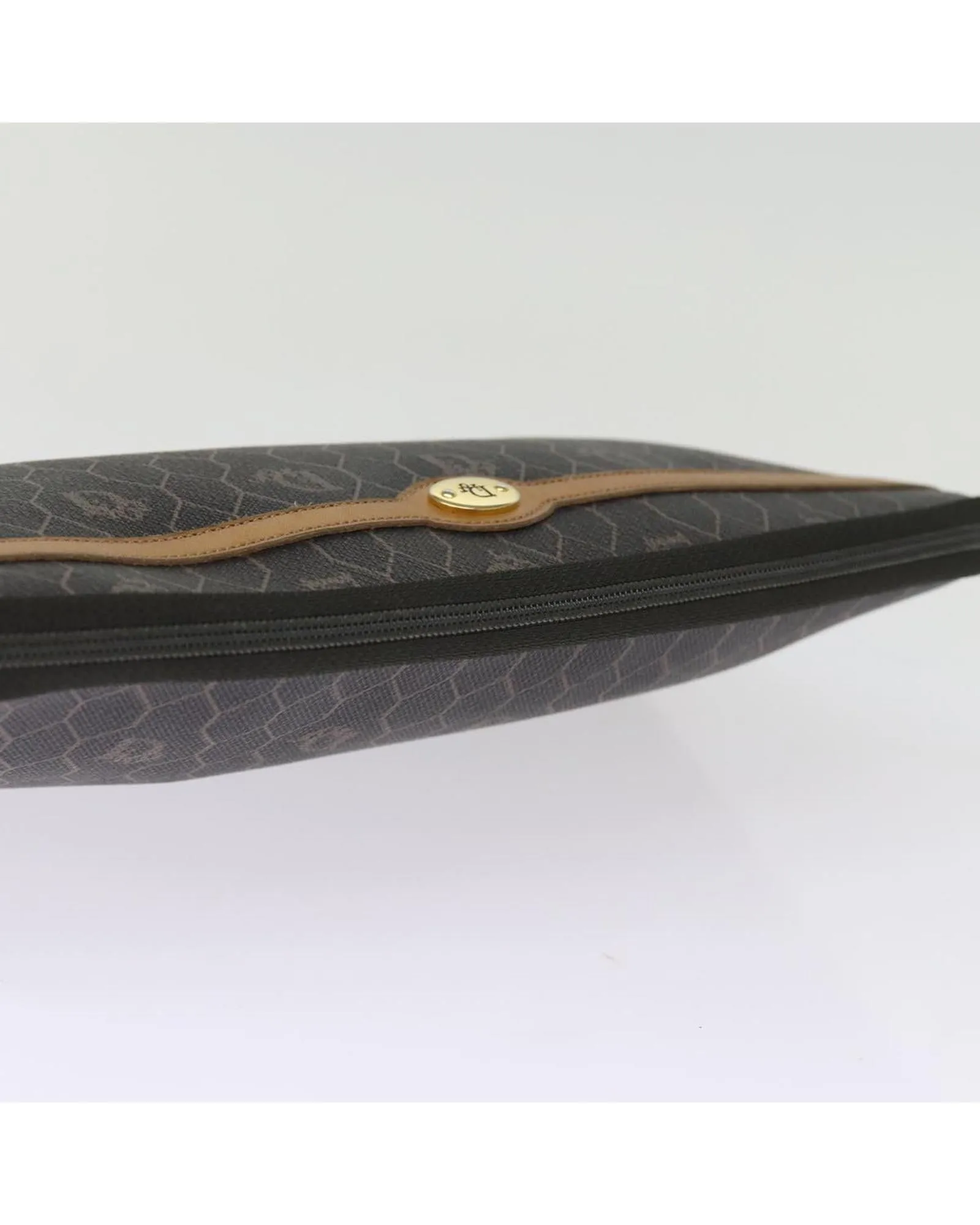 Honeycomb Canvas Clutch Bag in Black PVC Leather