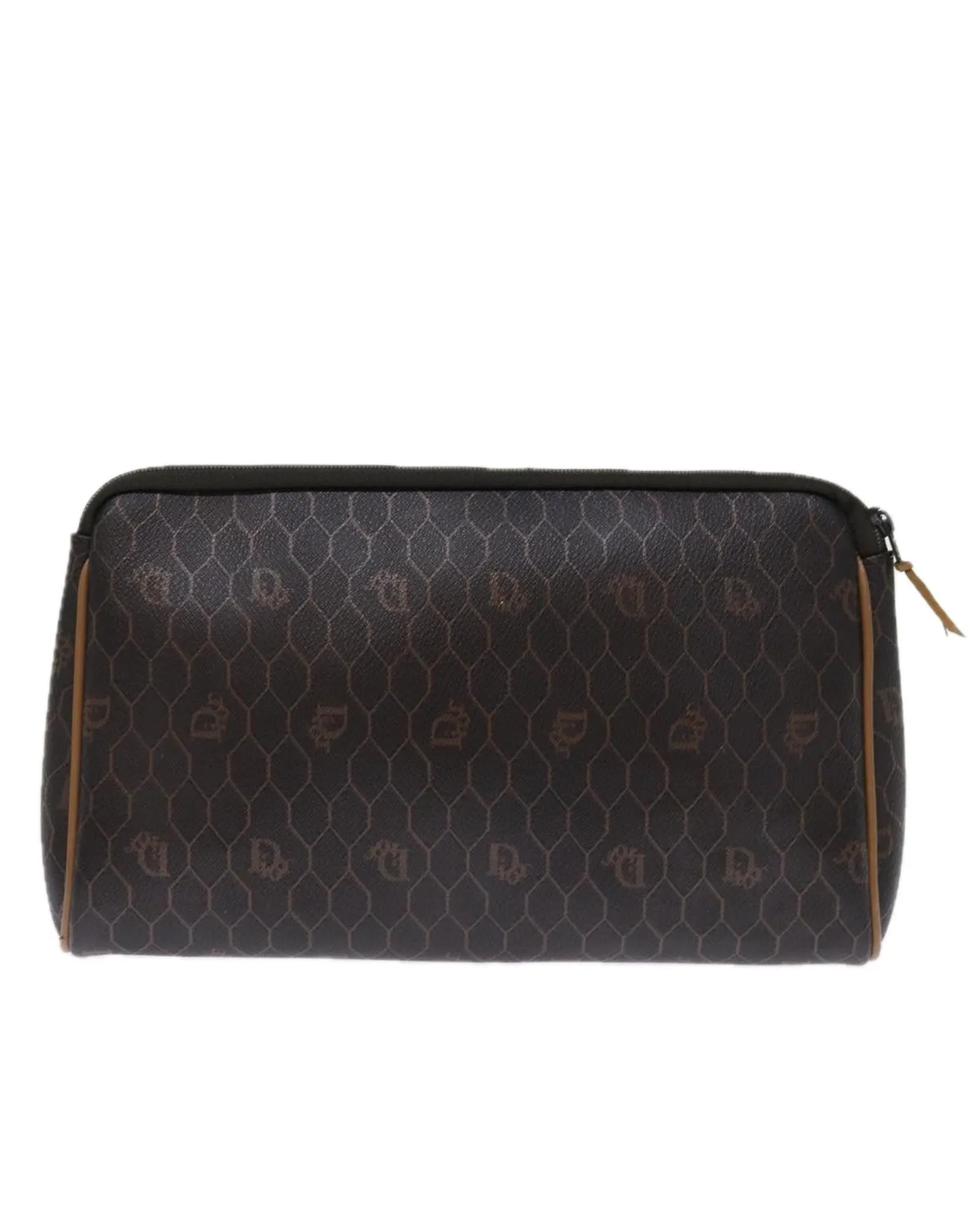 Honeycomb Canvas Clutch Bag in Black PVC Leather