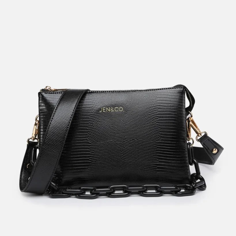 Izzy Lizard Crossbody with Chain Strap