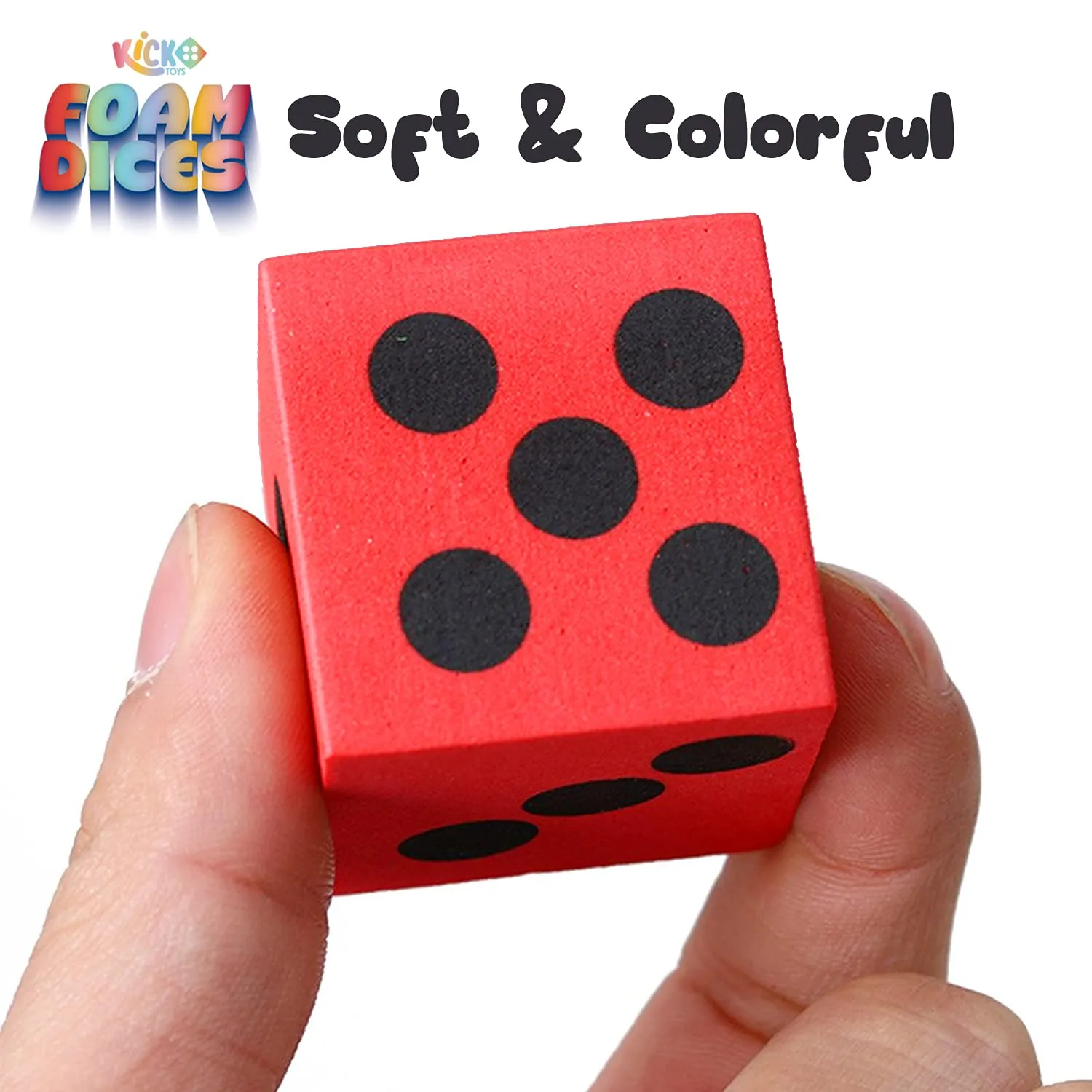 Kicko Foam Dice Set - 24 Pack of Assorted Colorful Big Square Blocks - Perfect