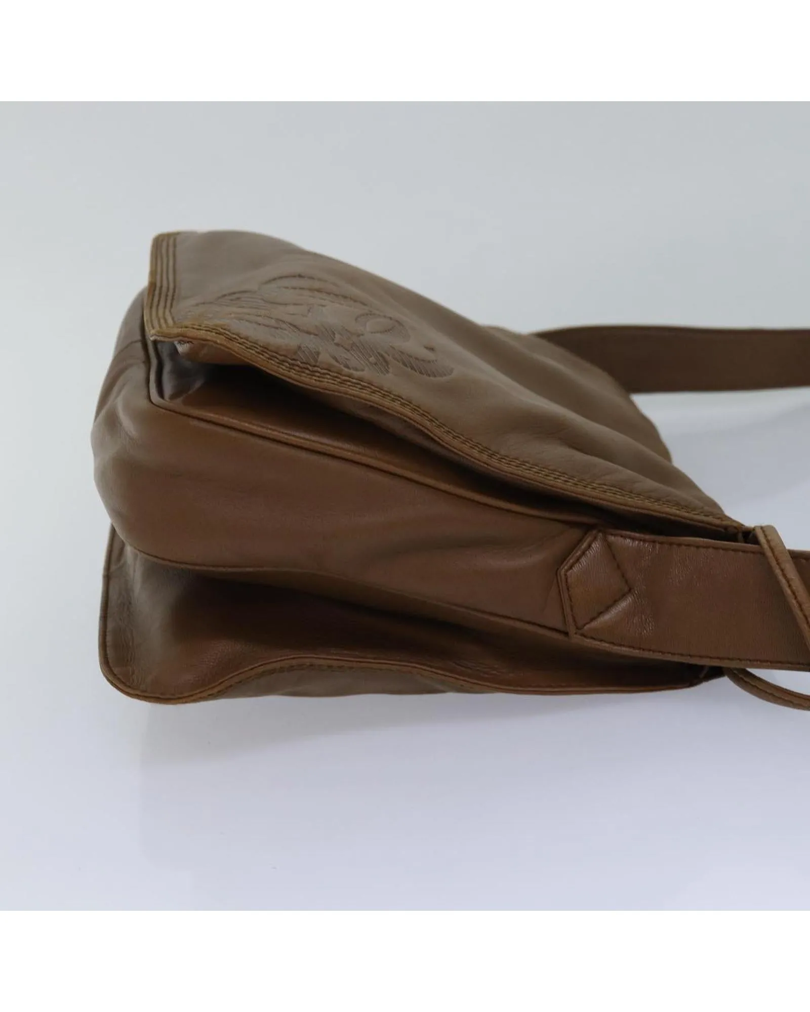 Leather Anagram Shoulder Bag with Adjustable Strap