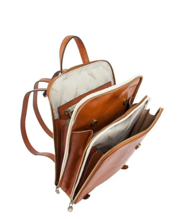 Leather Backpack - Cognac Convertible