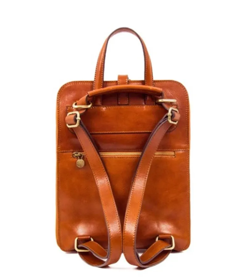 Leather Backpack - Cognac Convertible