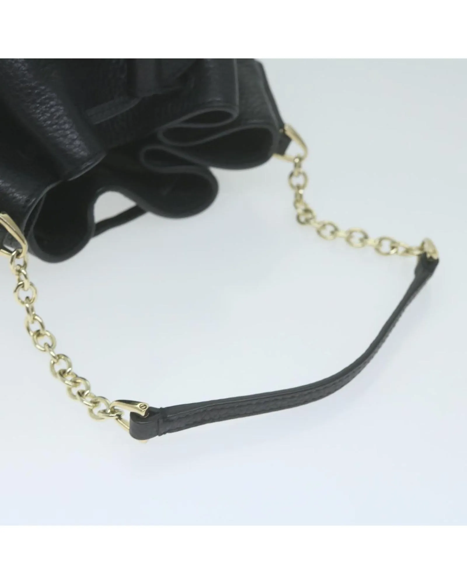 Leather Chain Shoulder Bag with Shoulder Strap - AB Condition