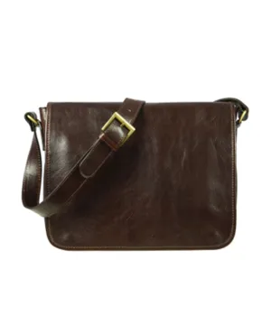 Leather Messenger Bag - Chocolate