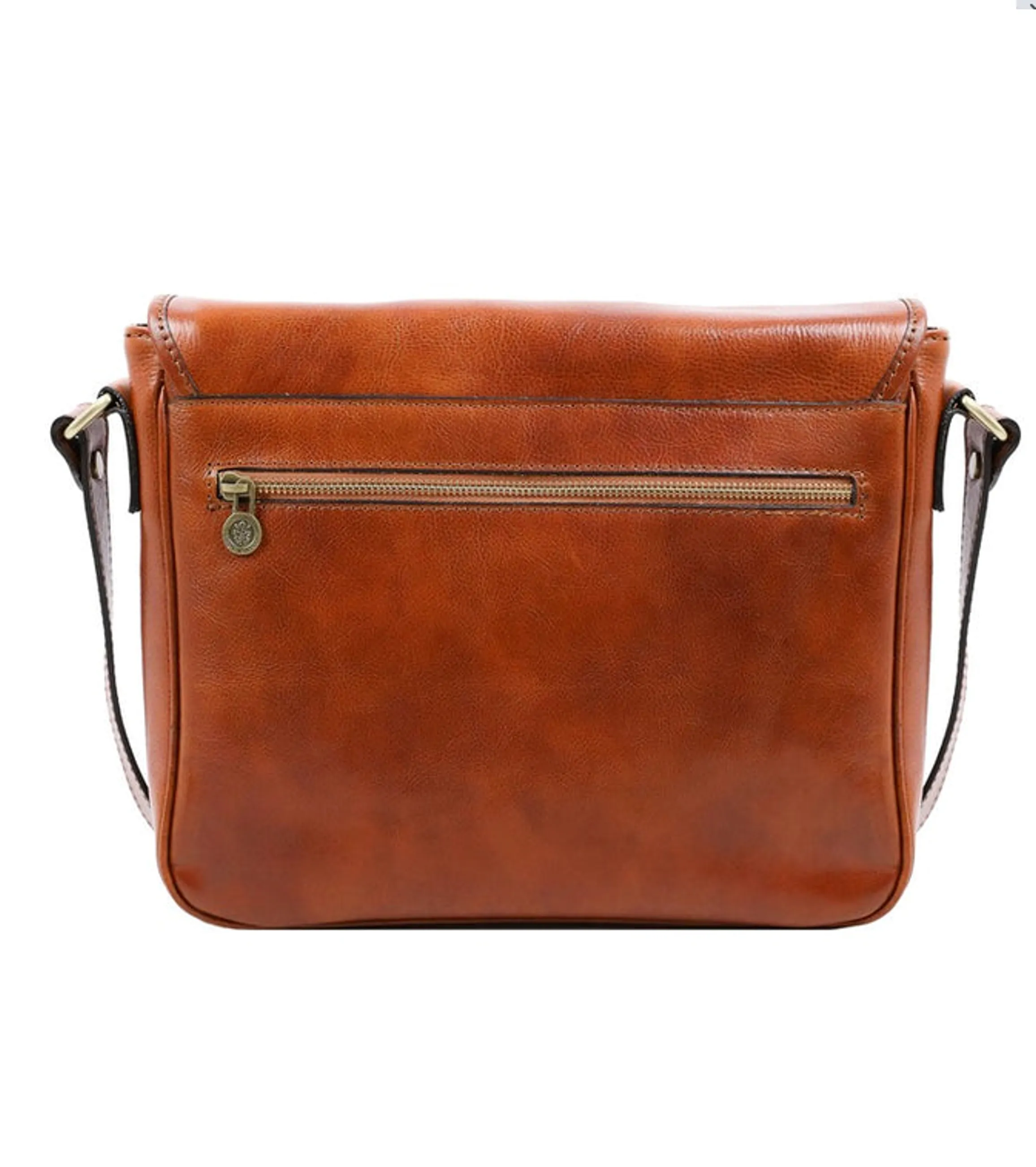 Leather Messenger Bag - Cognac