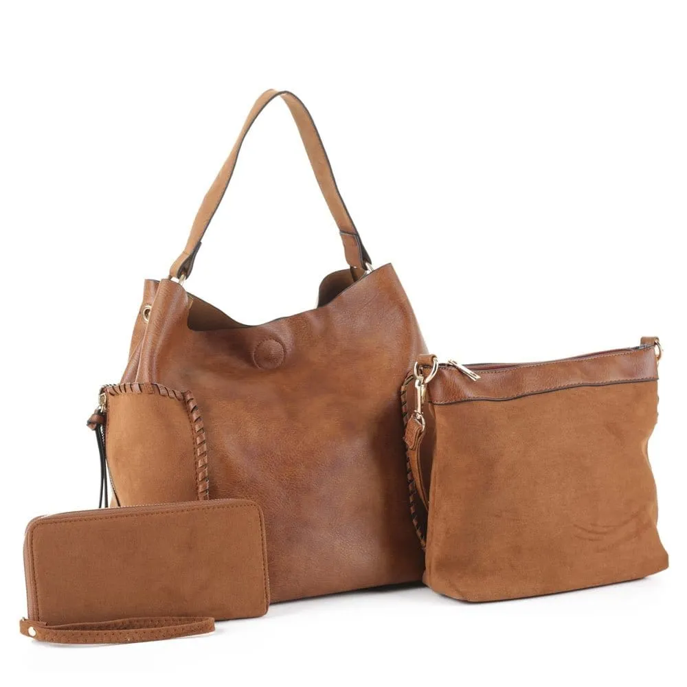 LF5037UT Faux Suede 3-in-1 Shoulder Bag/Crossbody/Wallet