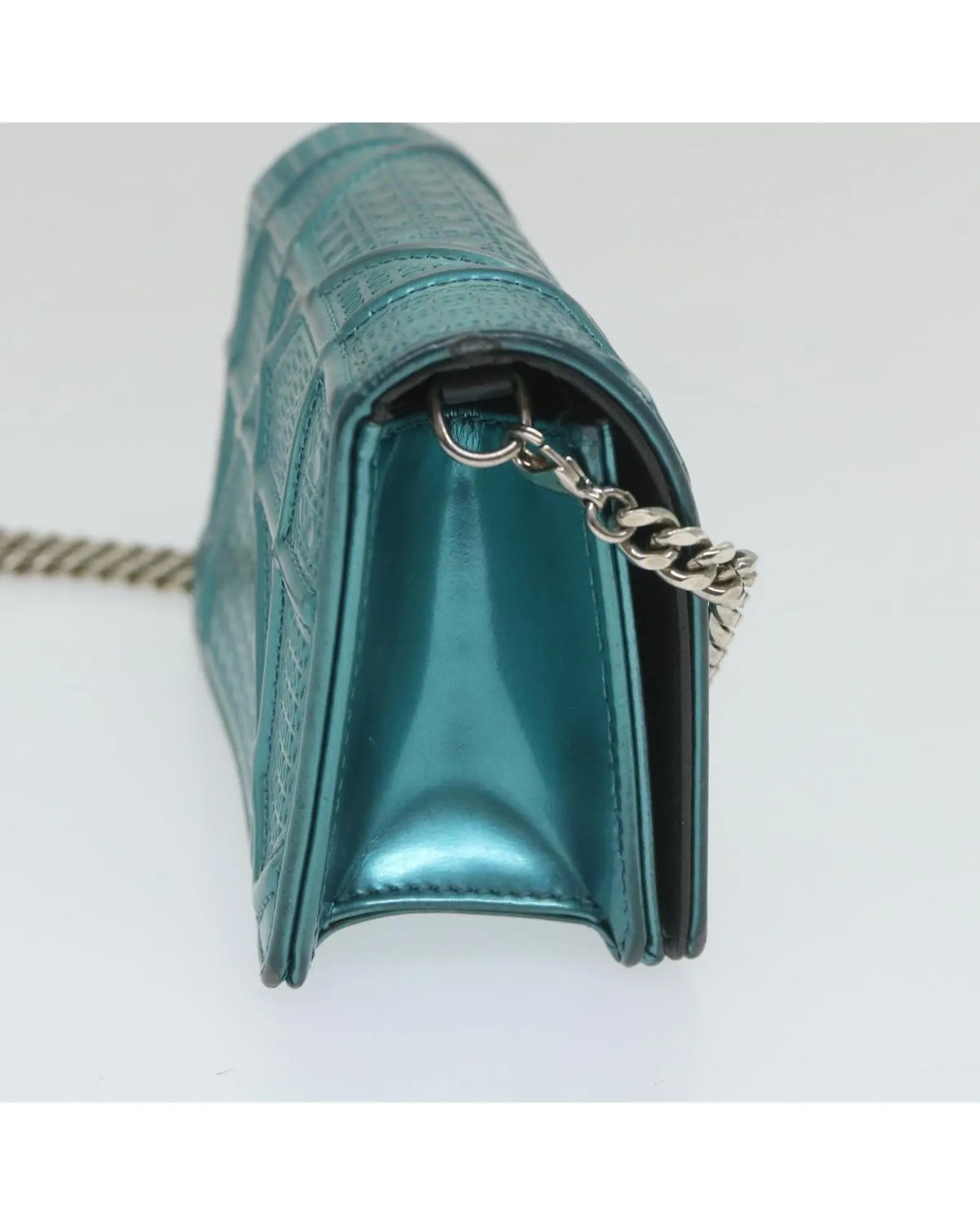 Light Blue Patent Leather Chain Shoulder Bag by CD