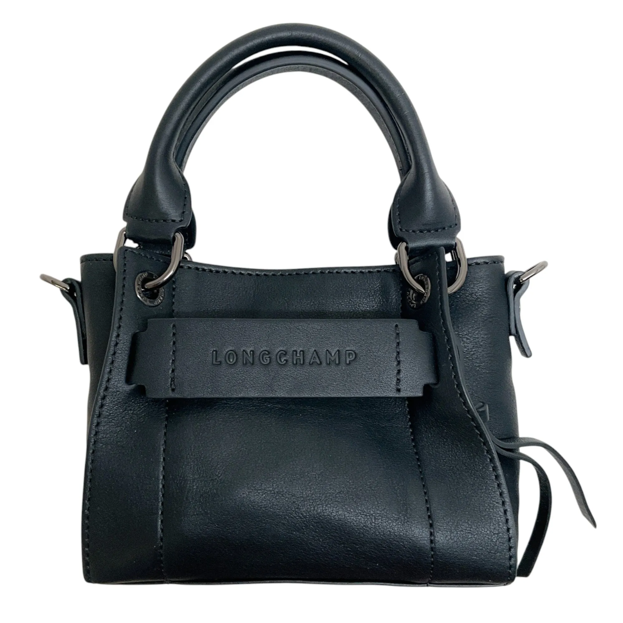 Longchamp Black Leather Extra Small 3D Crossbody Bag