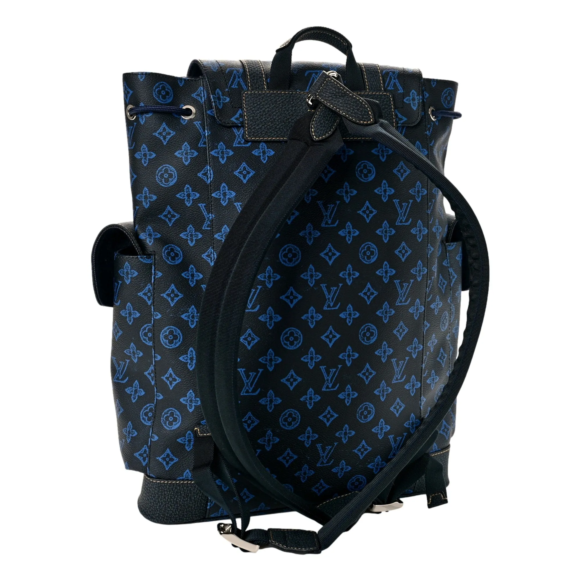 Louis Vuitton Blue Monogram LV Record Christopher MM Backpack