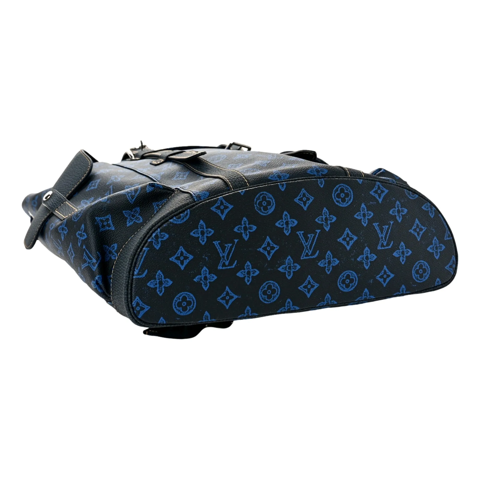 Louis Vuitton Blue Monogram LV Record Christopher MM Backpack