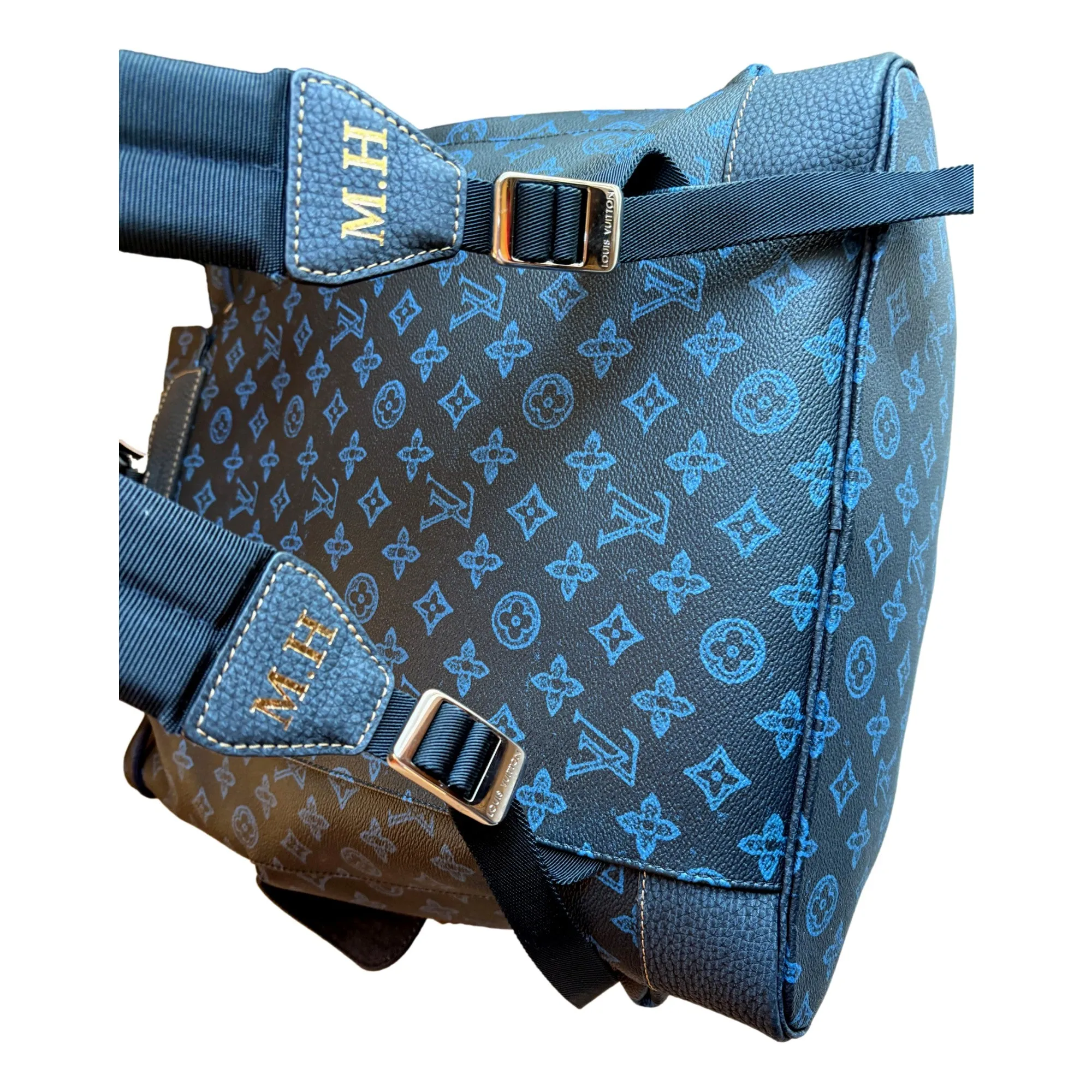 Louis Vuitton Blue Monogram LV Record Christopher MM Backpack