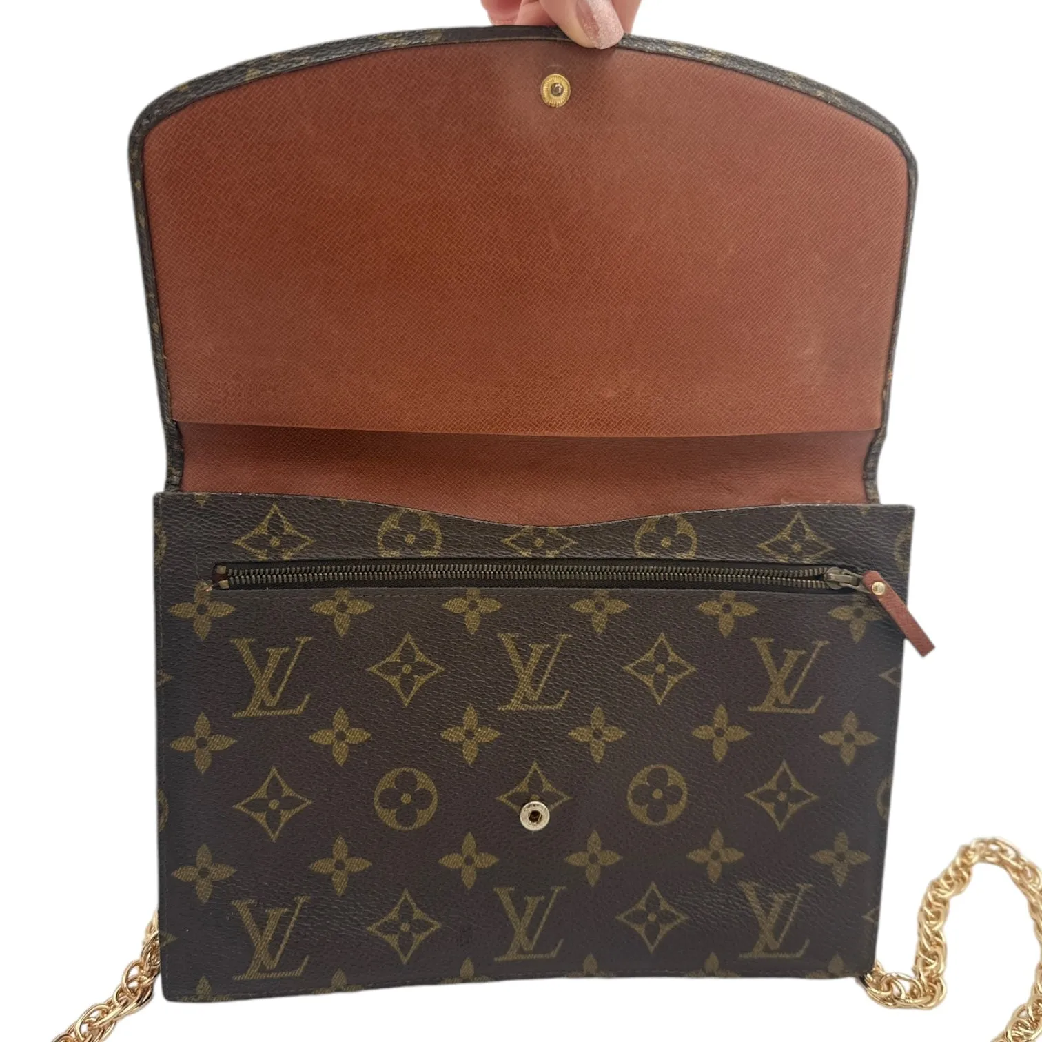 LOUIS VUITTON Monogram Pochette Rabat 23 Clutch with Added Chain