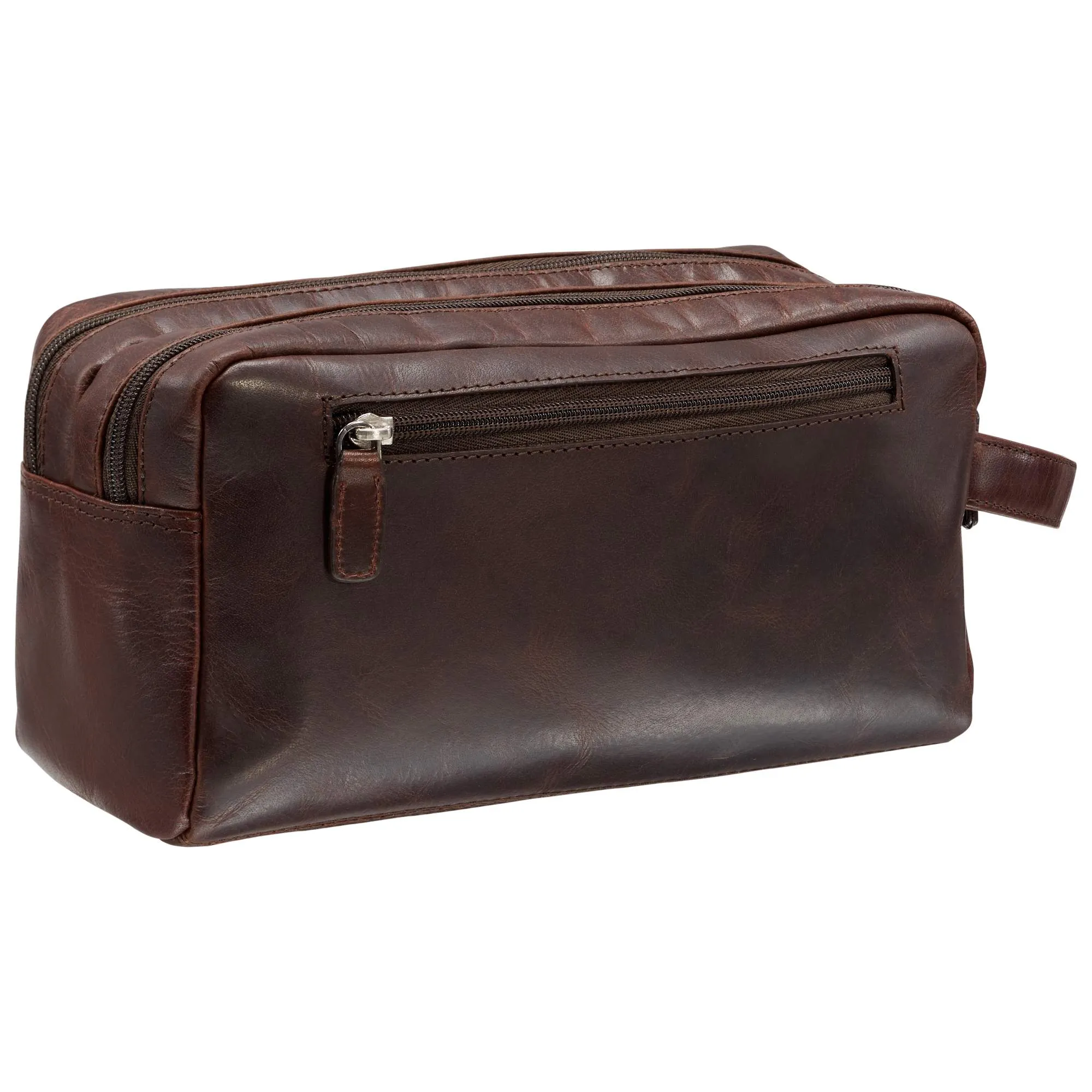 Mancini Leather Buffalo Dual Top Zipper Toiletry Bag