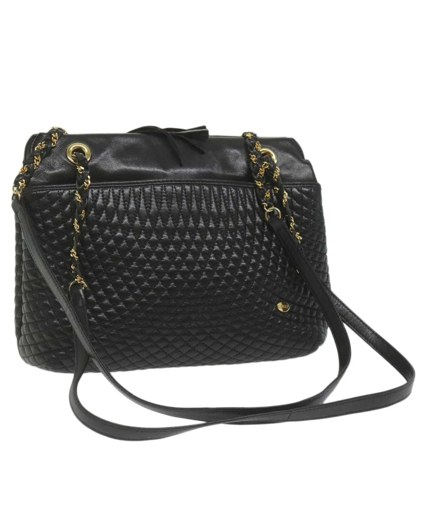 Matelasse Leather Shoulder Bag - Black