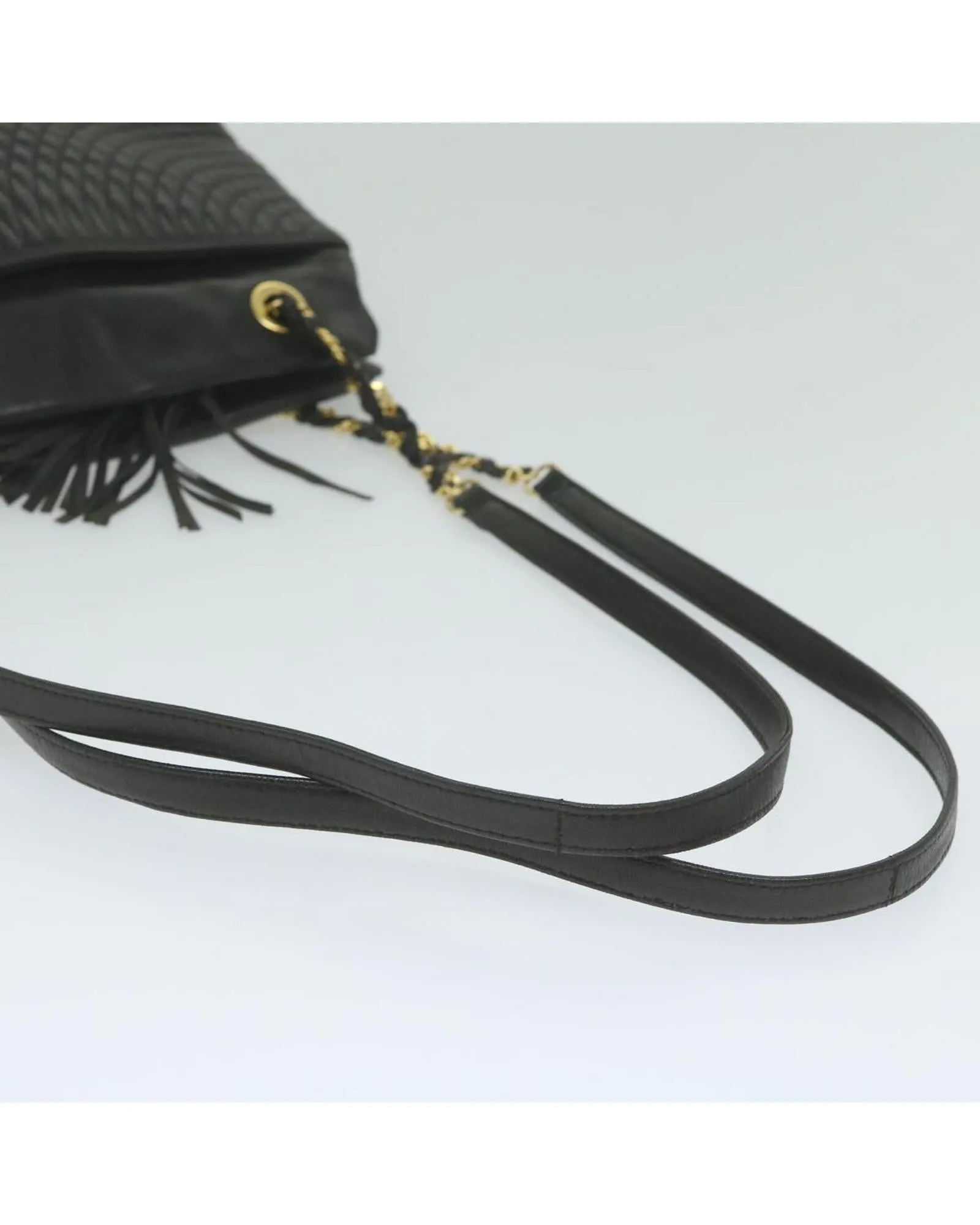 Matelasse Leather Shoulder Bag - Black